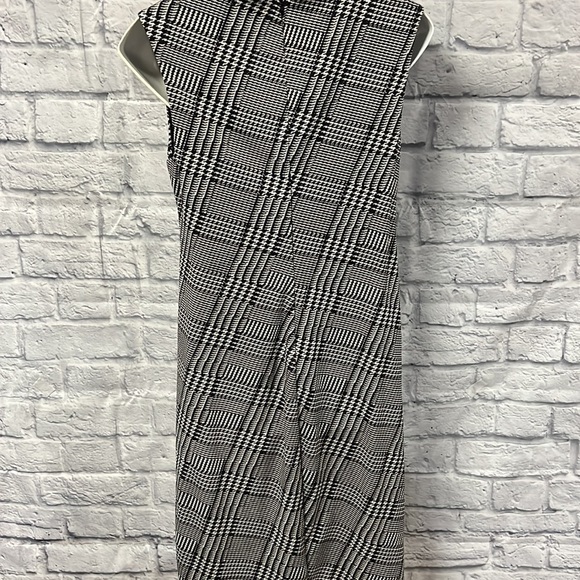Carmen Marc Valvo Black & White Houndstooth Knit Midi Dress Sleeveless - Picture 4 of 13